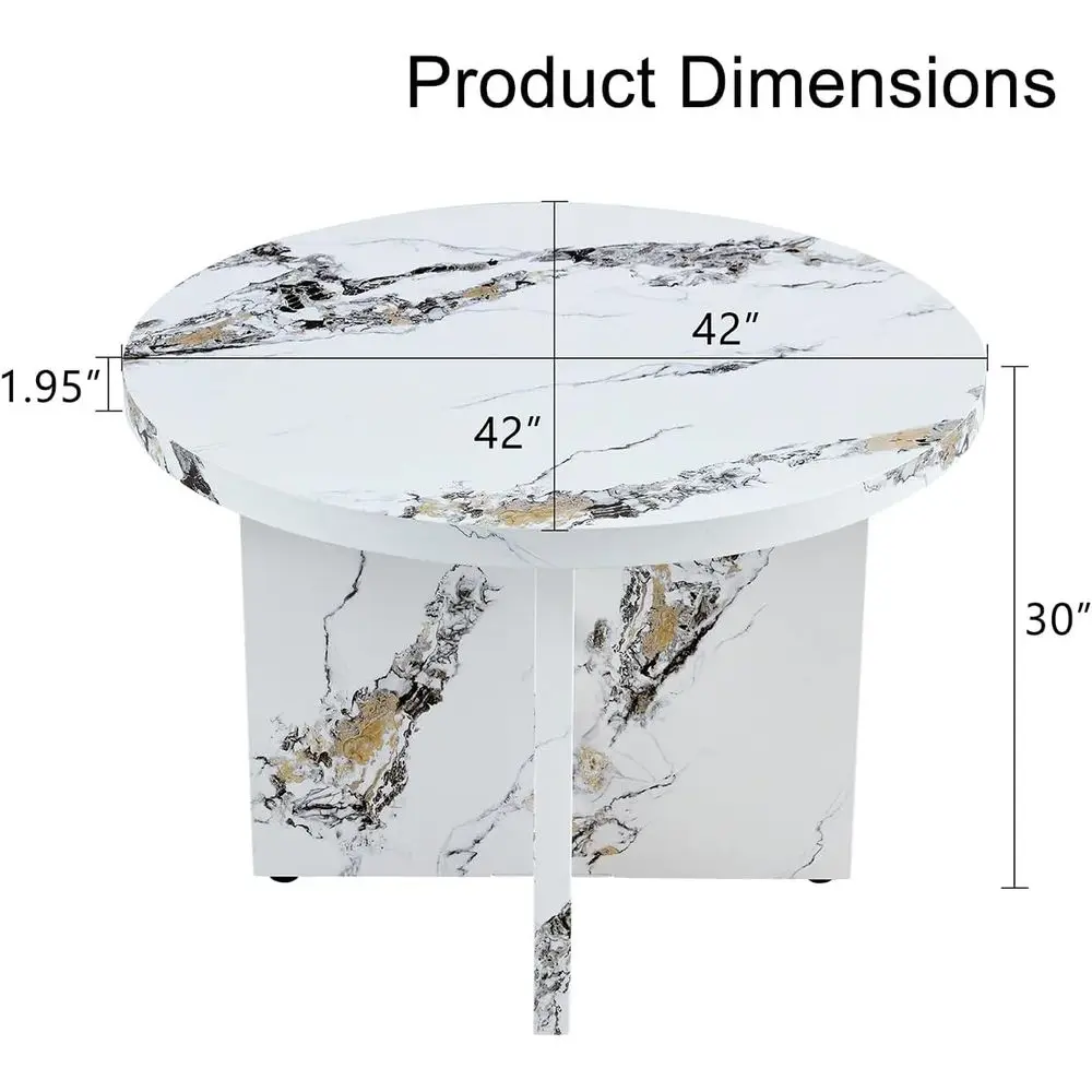 Round 42 Marble Dining Table for 4-6, Suitable for Kitchen, Dining Room, Restaurant, Home Office, Living Room