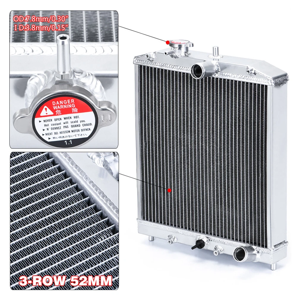 RESO  52MM Full Aluminum Radiator 3 Row For HONDA CIVIC B18C B16A 32MM IN/OUT