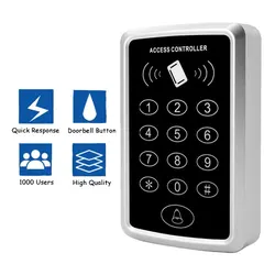 125KHz RFID Access Control Keypad EM Card Reader Support 1000 Users Door Access Control System Door Lock Opener Keyboard System