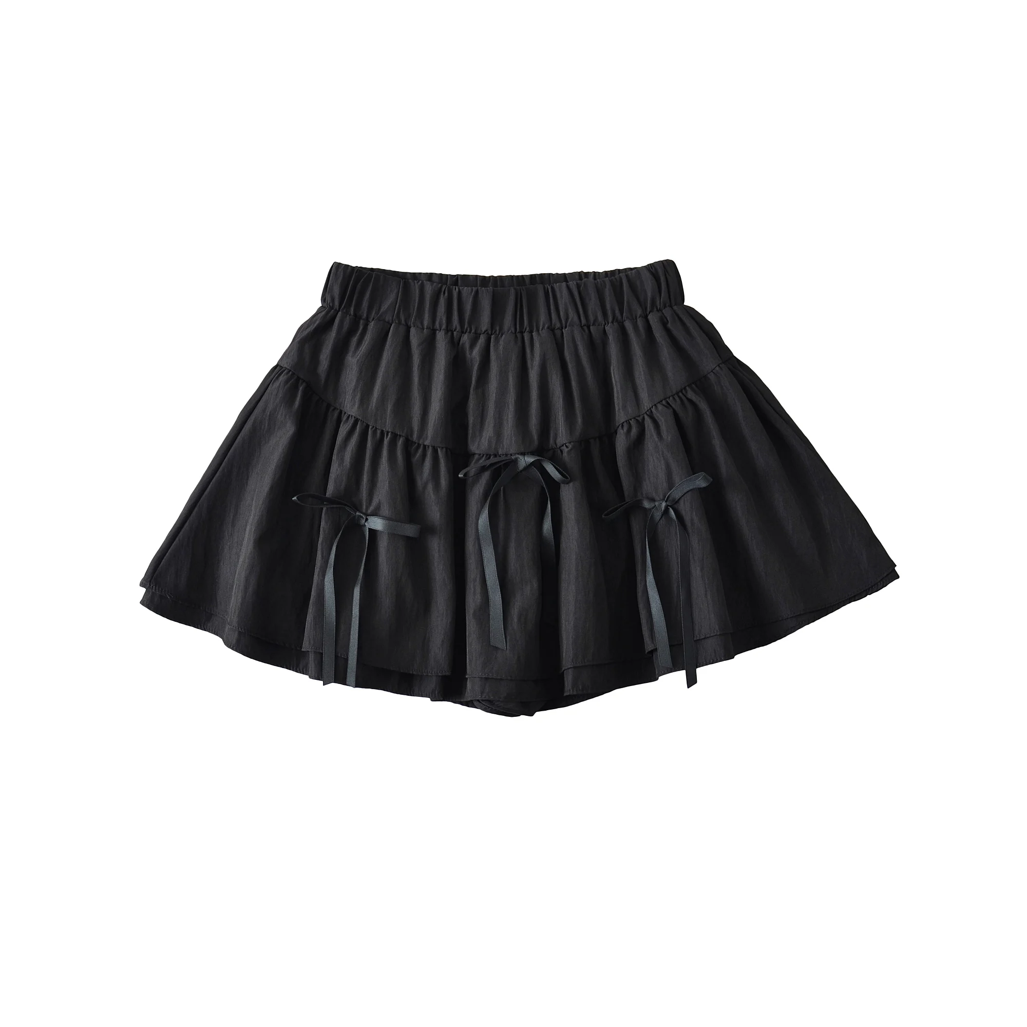 2025 Sweet Women White 3D Bow Cake Gonna Elastico in vita Saia Ball Gown Swing Mini Gonna corta Ragazza Nera con fodera di pantaloncini