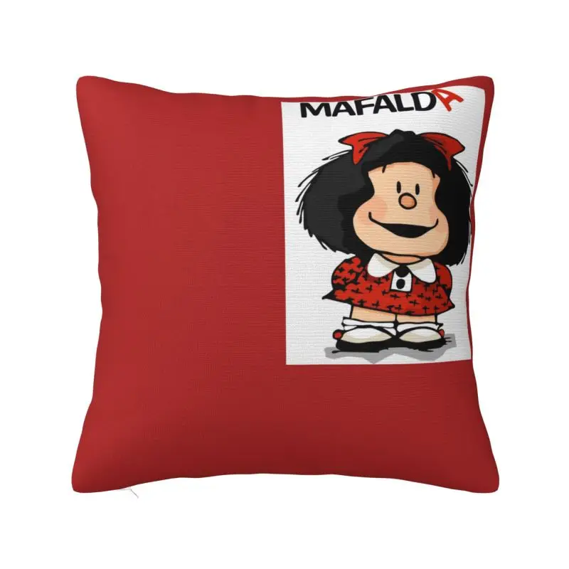 Custom Fashion Humor Mafaldas Quino Cartoon Manga Cushion Covers 45x45cm Velvet Pillow for Sofa Square Pillowcase