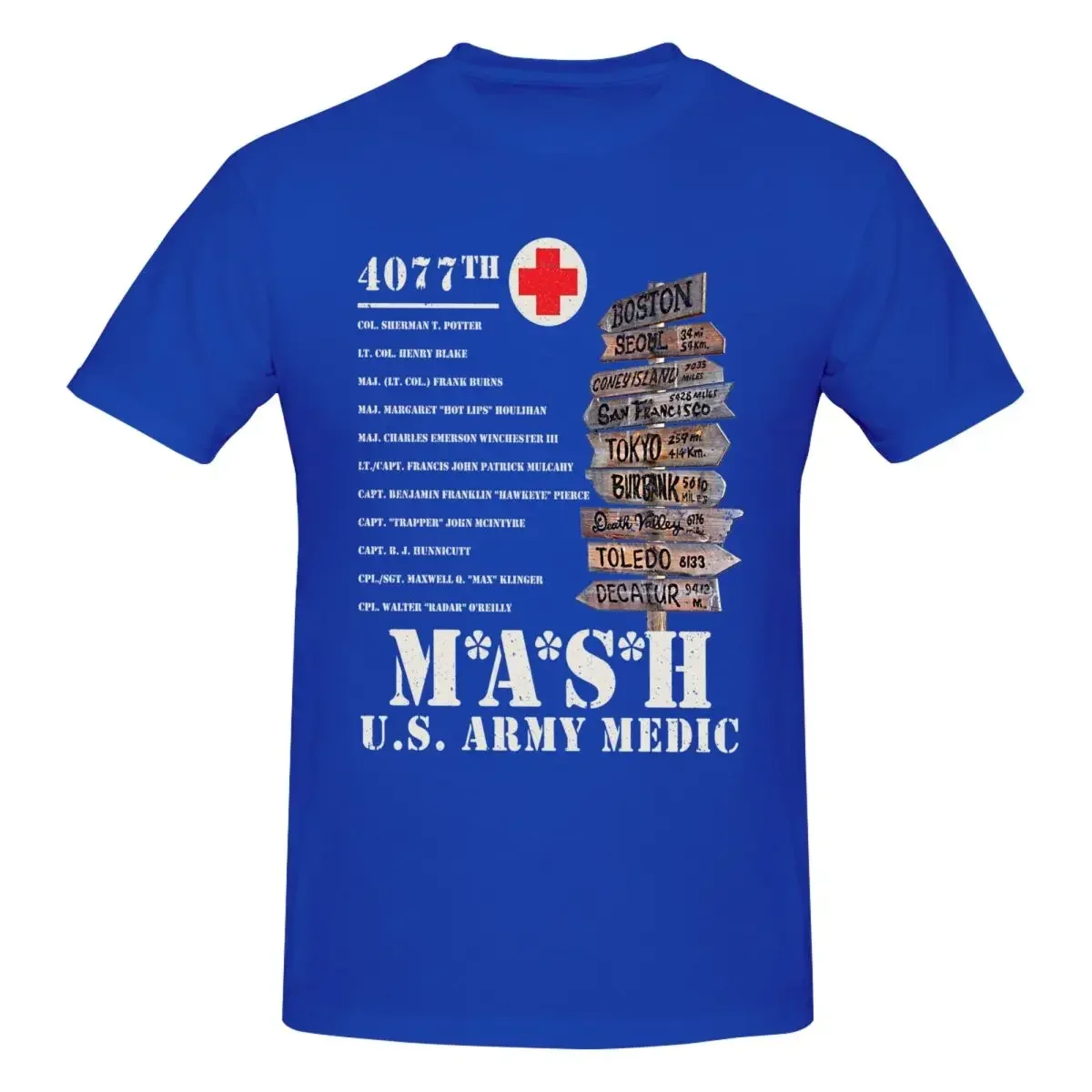 Short Sleeve T Shirts O Neck Clothes 4XL 5XL Men T-Shirts Mash 4077 TV Show Signpost Leisure Pure Cotton Tee Shirt 2024 summer