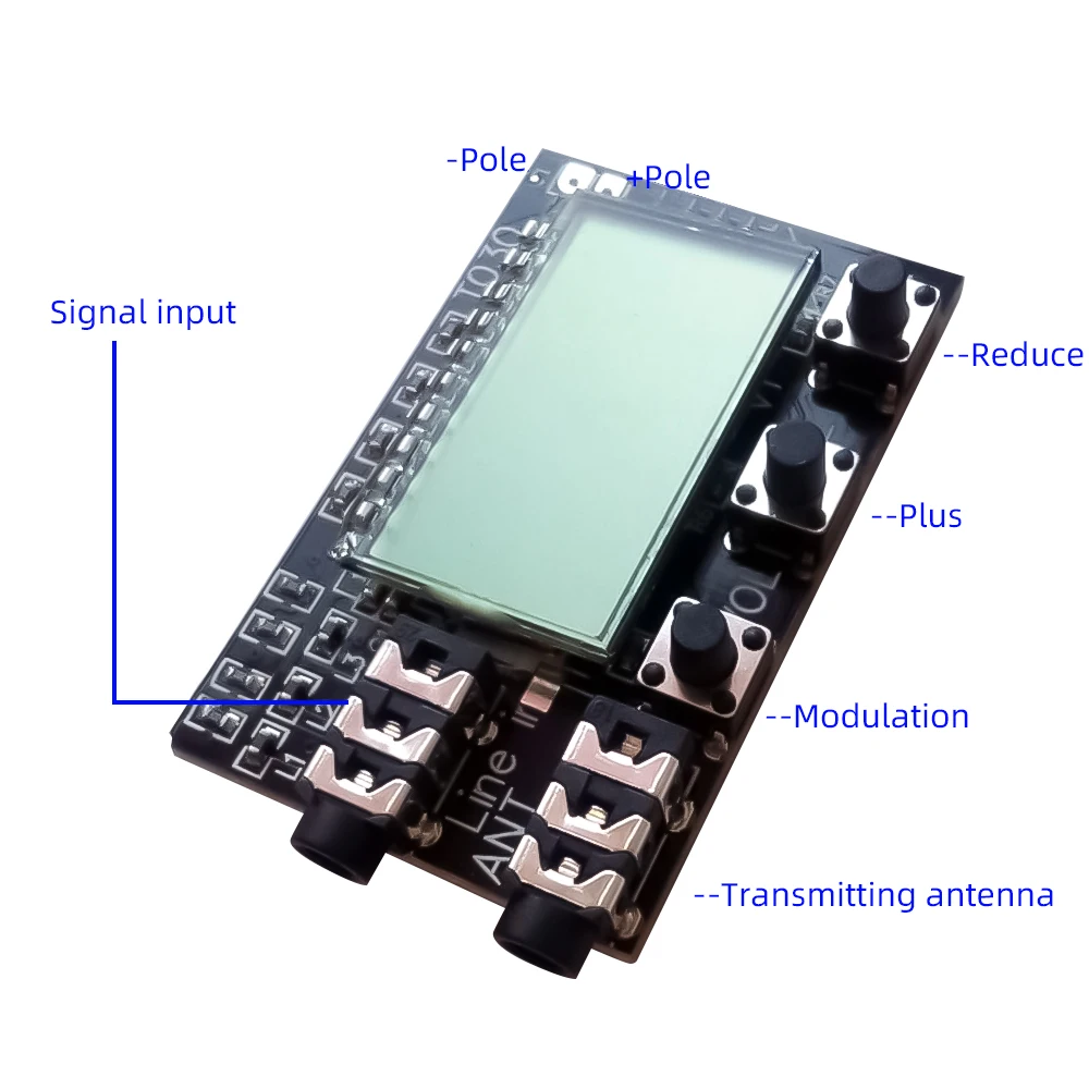 Digital LCD 2 channel FM stereo transmitter board wireless audio transmission fm 78MHz to 108MHz module with antenna DC 3.6V-15V