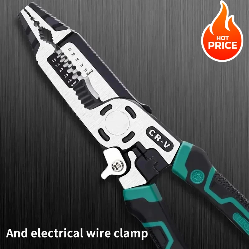 Crimping Pliers: 10-in-1 Wire Cutters & Stripper - High Carbon Steel, Professional Hand Tool for Electricians