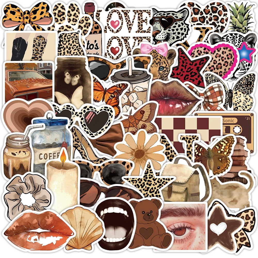 50PCS Leopard Ästhetische Serie Graffiti Aufkleber Gitarre Notebook Gepäck Notebook Telefon Fall DIY Wasserdichte Aufkleber
