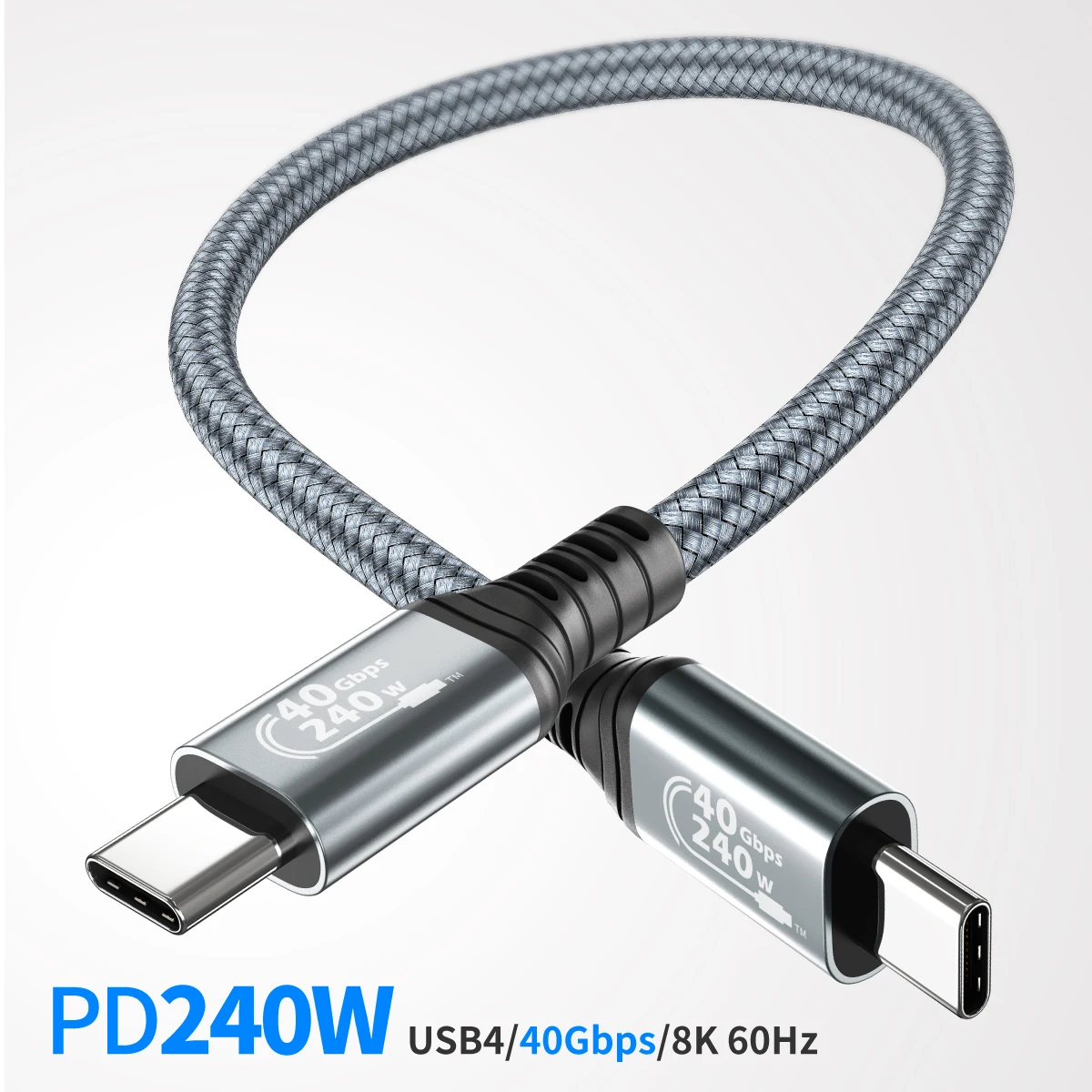 كابل USB4 240 وات USB C إلى C، 40 جيجابت في الثانية Thunderbolt 4 & 8K@60 هرتز لأجهزة MacBook Pro، iPad Pro، iPhone 15/16/17، SSD، Dell/HP للكمبيوتر المحمول