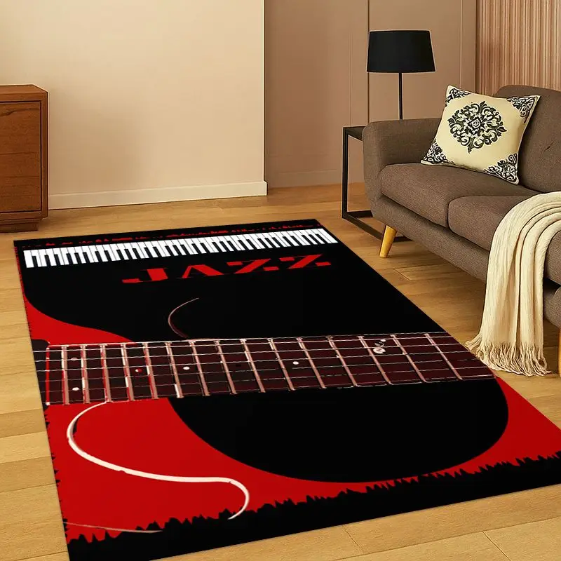 Music Theory Chart Guitar Chords Carpet Rug for Bedroom Living Room Sofa Playroom Doormat Home Decor, Game Area Rug Non-slip
