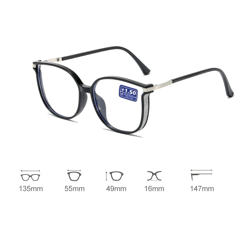 5 farben Neue Modische Lesebrille Anti Blau Licht Presbyopie Brille Männer Frauen Trendy Große Rahmen Presbyopie Brillen – Detail 6