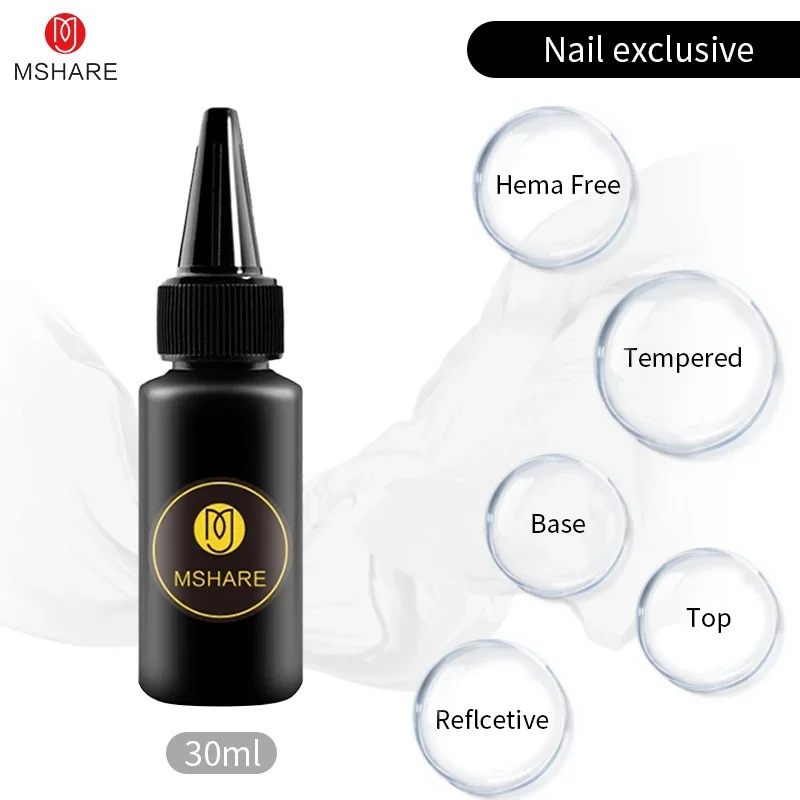MSHARE 30ml  Matte Coat Rubber Base Hema Free Top Gel Clear Construction Reinforce Soak Off Nails Gels UV LED Glue