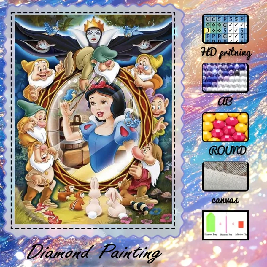 

1 piece - Potdemiel-5D-DIY - Flocking cloth - Special drill - Diamond painting set - Princess, dwarf - Diamond art
