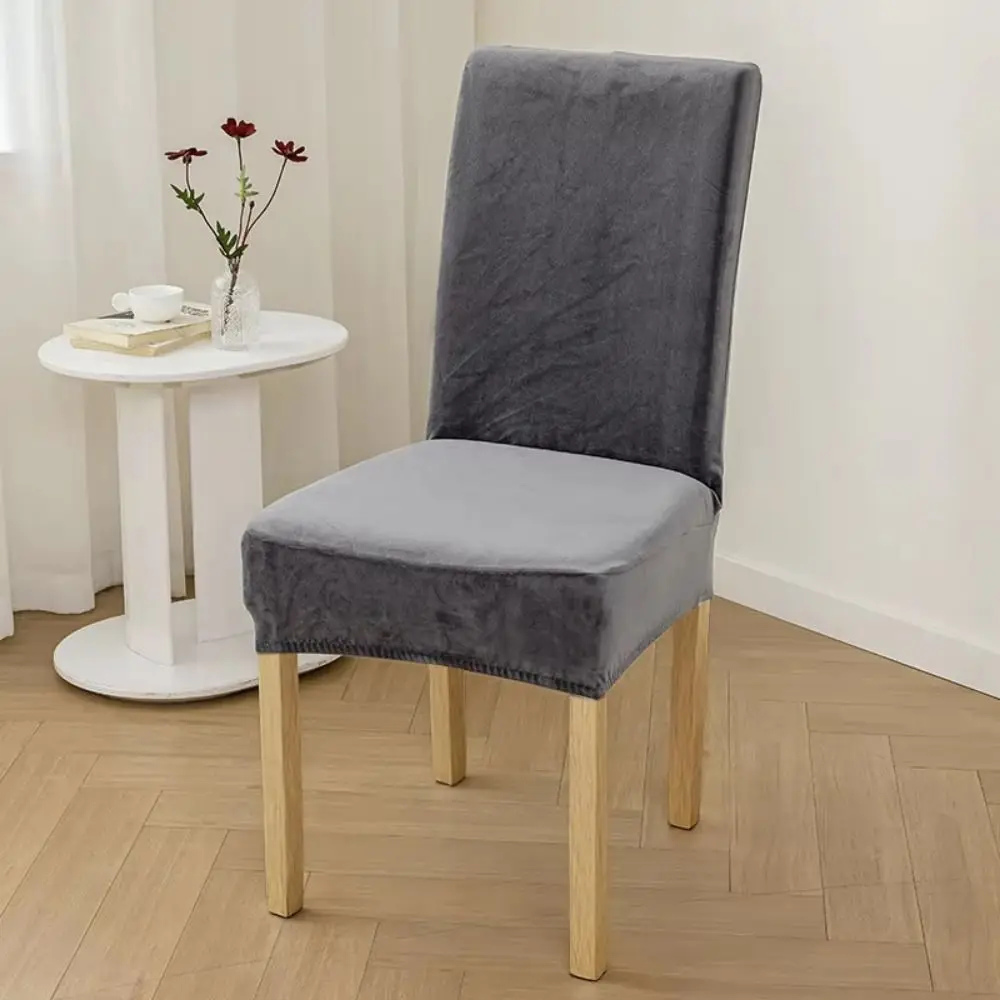 Washable Thickened Chair Cover Velvet Solid Color Elastic Chair Slipcover Anti-Slip Removable Full Wrap Stool Cover Restaurant