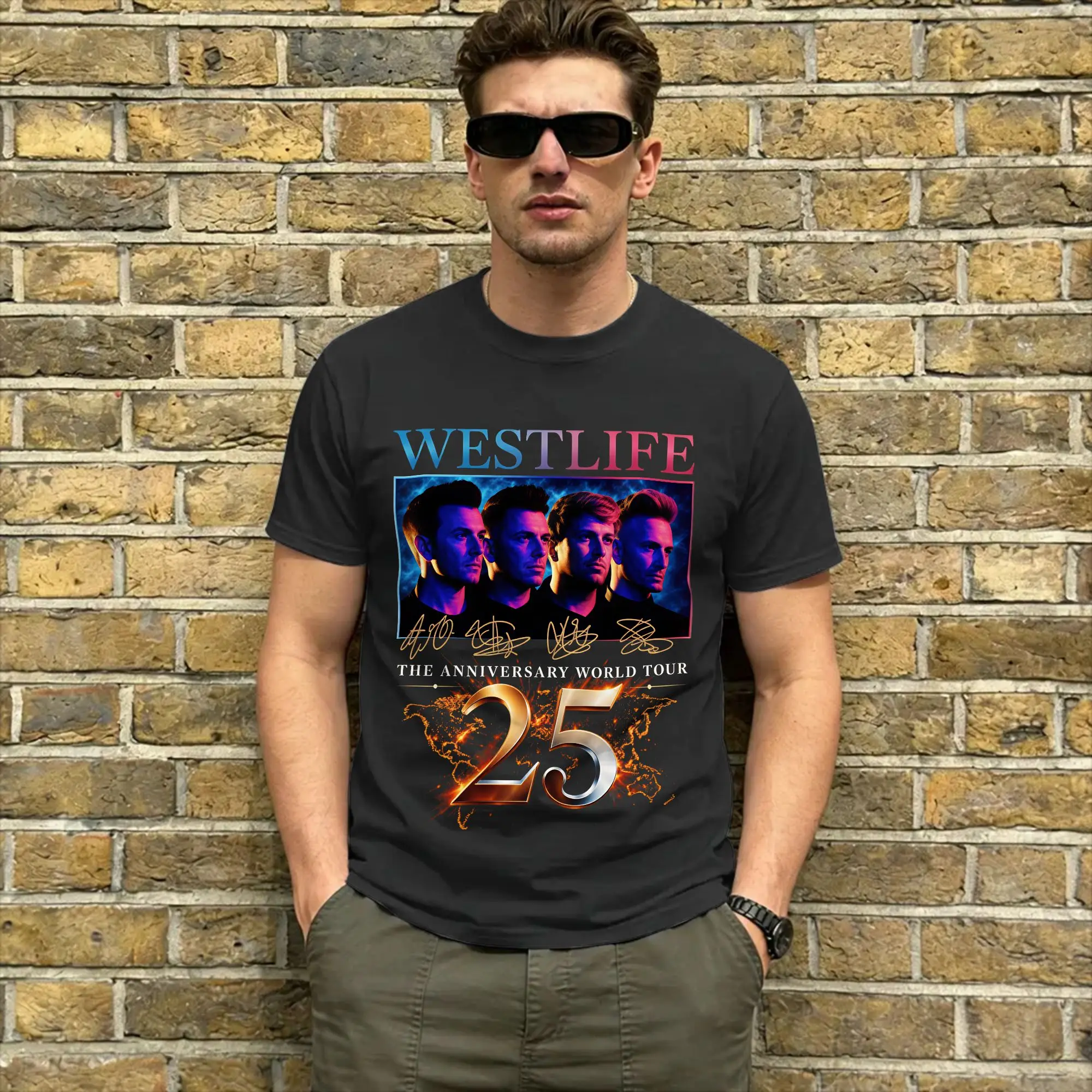 Westlife 25th Anniversary Tour 2026 T Shirt Beach  Cotton T Shirts For Men's Harajuku Loose Tee Shirt Short Sleeve