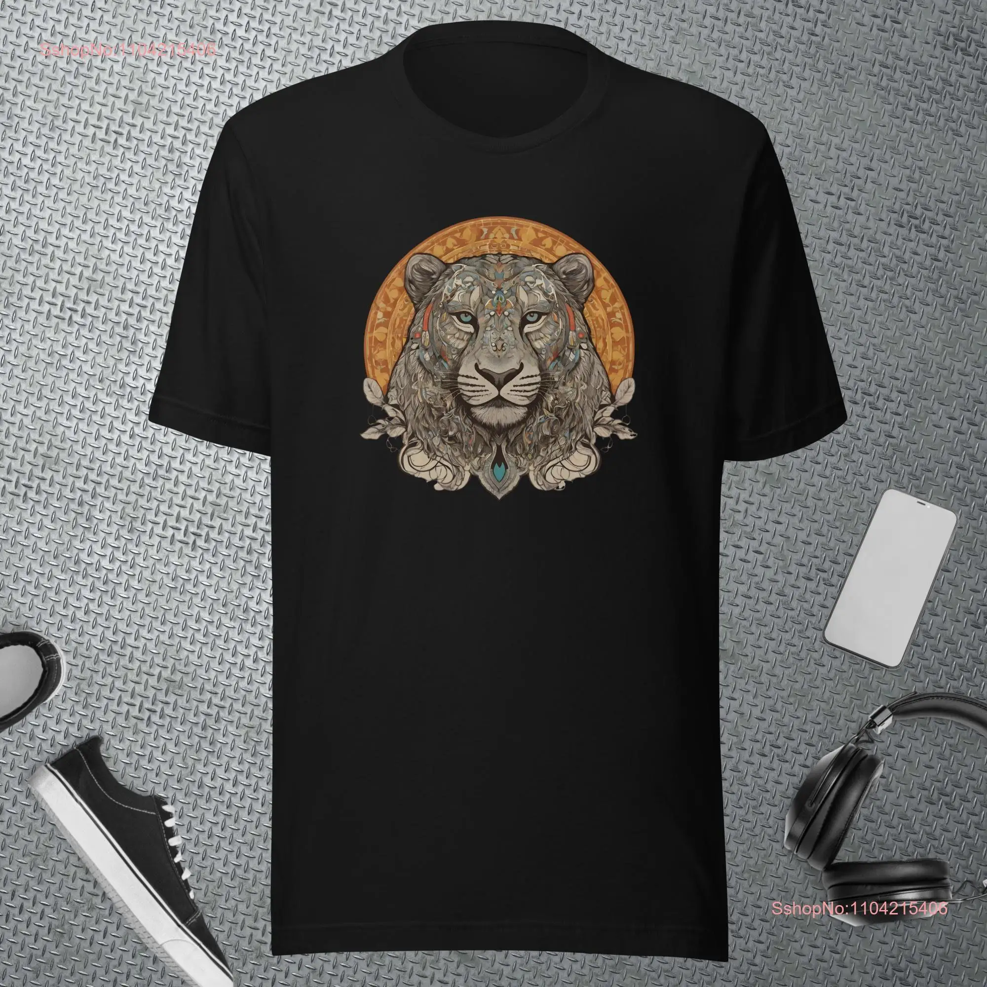 T Shirt staple eco style cotton Lion's head top lion long or short sleeves