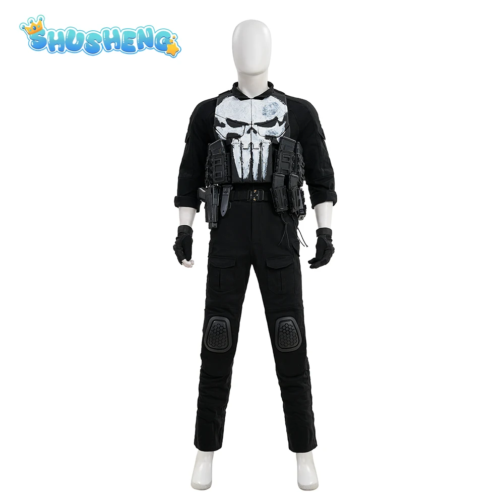 2026 New Punish COS er Superhero Cosplay Costume Men's fantasy black jumpsuit props shoes Halloween party full set uniform - view 2