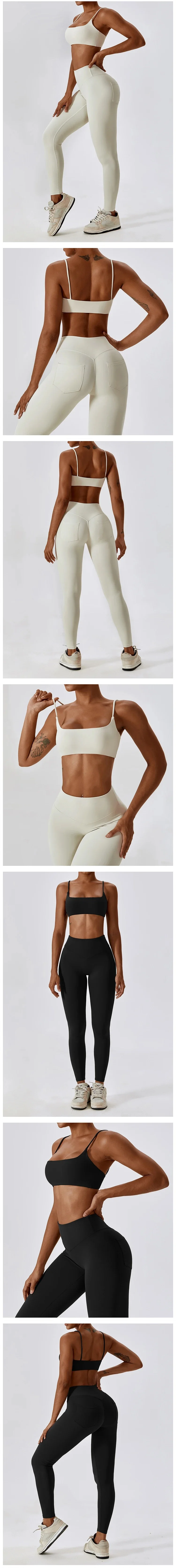 Superweicher Stoff-Sport-BH, hochwertige Yoga-Kleidung für Damen, Fitness-Lauf-BH, sexy gestrickter Träger-BH – Detail 5