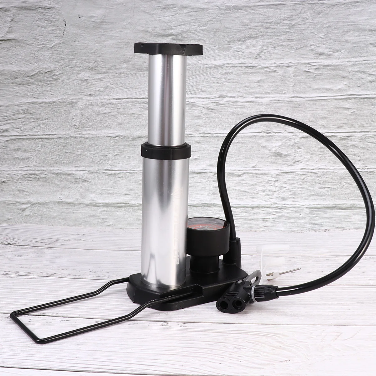 

Foot Operated Bike Floor Pump High Pressure Metal Inflator For Motorcycle Basketball Swimming Bed Outdoor Use