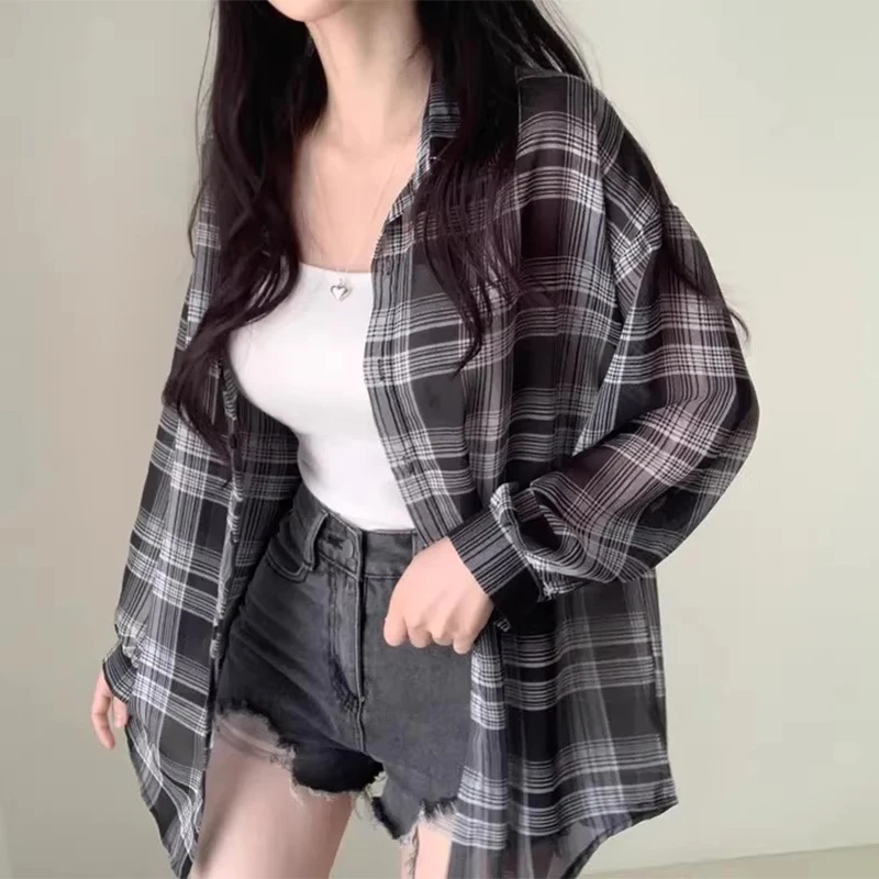 

Gagarich 2025 Lazy Style Contrasting Striped Chiffon Shirt Jacket Women Summer New Niche Loose Fit Sun Protection Top Girl