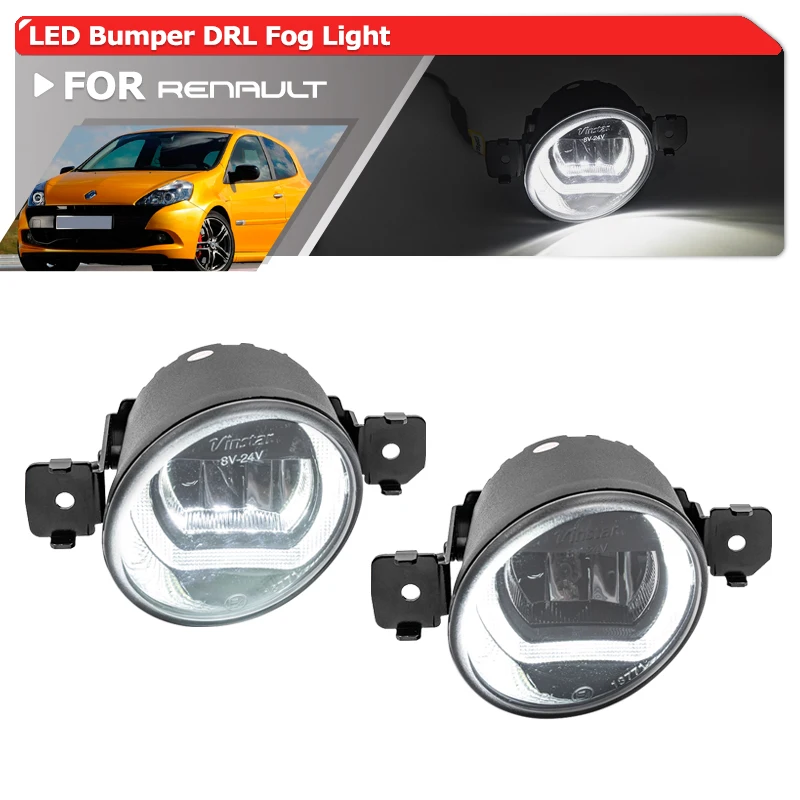 For Renault Clio 2 3  BB CB BR CR KR RS Sport Estate Campus 2001 2002 2003 2004 2005-2013 Led Bumper DRL Fog Lights Kit