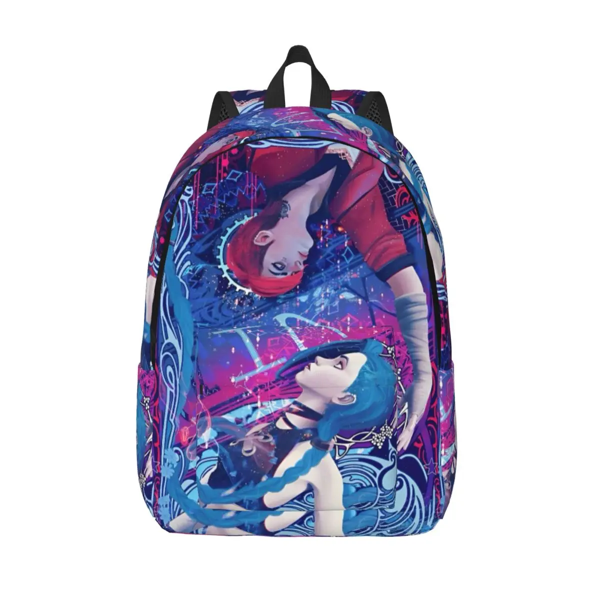 Jinx Vi Anime Teenage Backpack Gift Student Business Arcane Game Daypack for Men Women Laptop Computer Canvas Bags