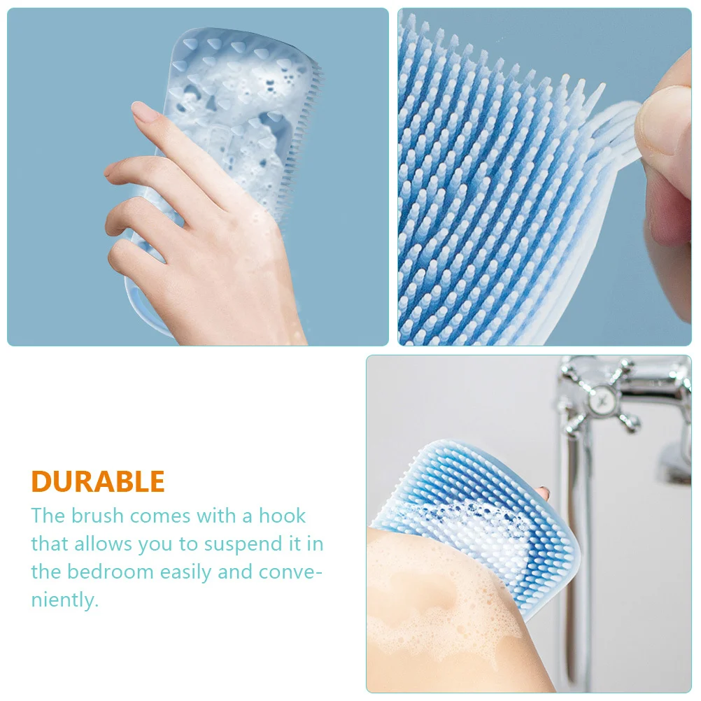 

2Pcs Silicone Shower Brush Hook Hanging Double-Sided Bath Scrubber Soft Massage Shampoo Bathing Accessories