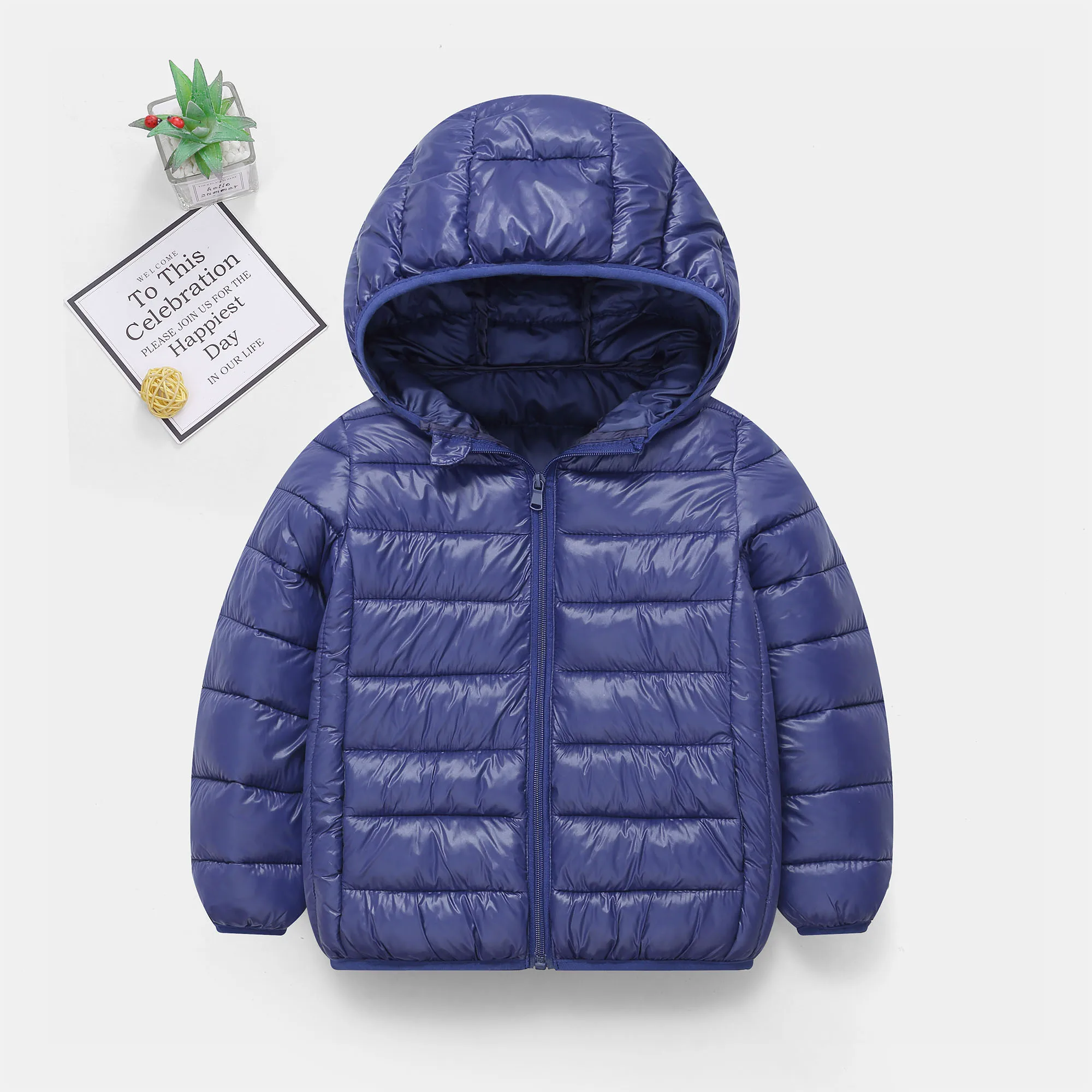 7-16 Years Kids Lightweight Downcoat Autumn Winter Teen Boys Girls Solid Zipper Hooded Down Cotton Jacket Children Warm Snowsuit - Image 3