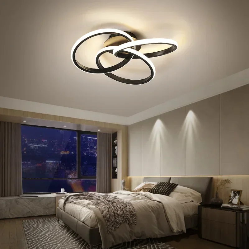 Household LED Chandelier Three Colors Lamp Modern Style Ceiling Lamp Bedroom Light Surface Installation 220v Dining Room Lamp