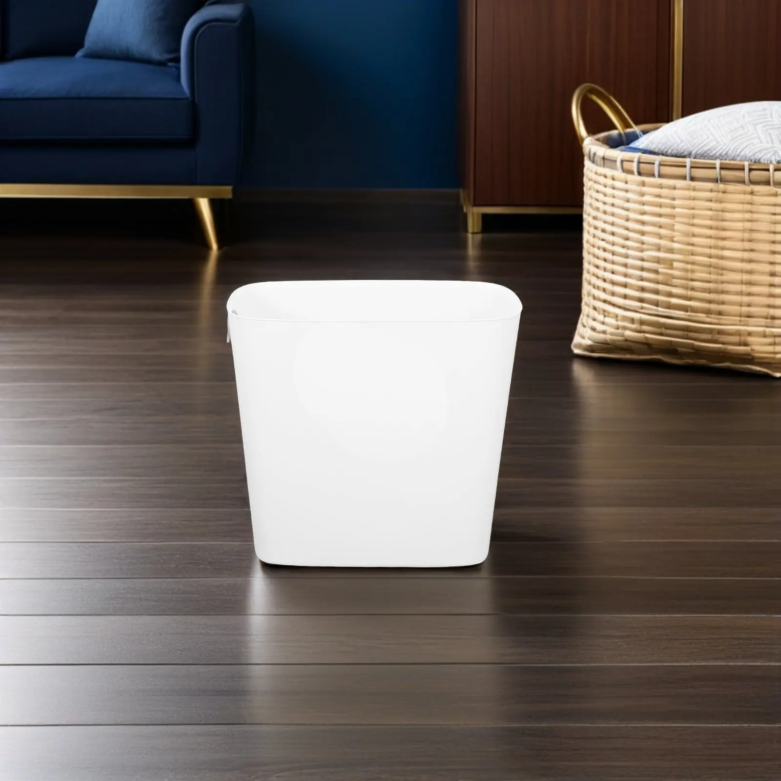 

2Pcs Narrow Slim White Garbage Can Plastic Waste Basket Trash Bin for Kitchen Bathroom Office Bedroom Space Saving