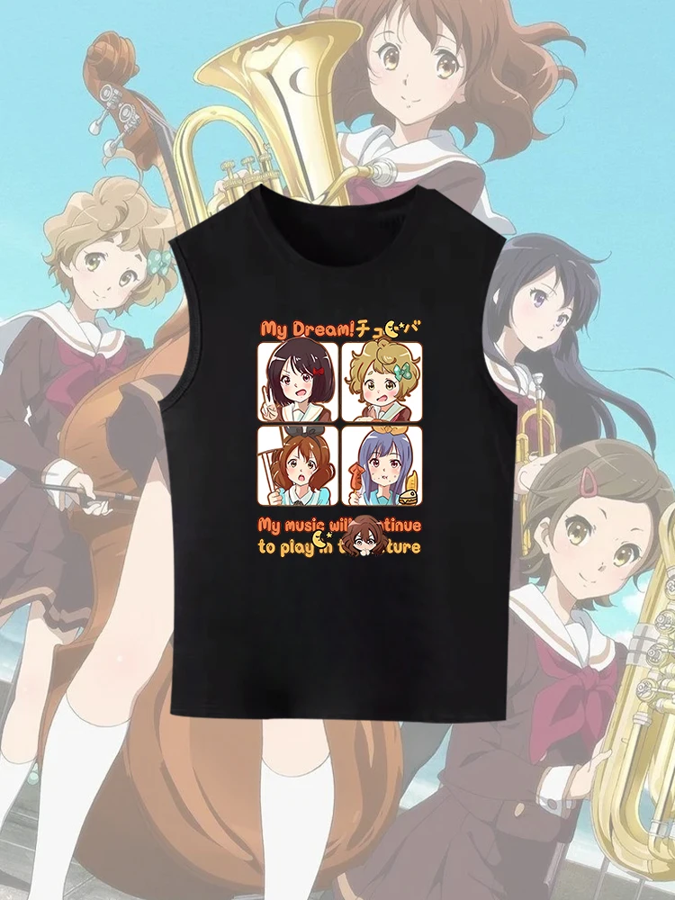 アニメボーカロイドプリントユニセックスサマーノースリーブベストルーズフィットラウンドネックコットンtシャツ若者向けカジュアルウェア