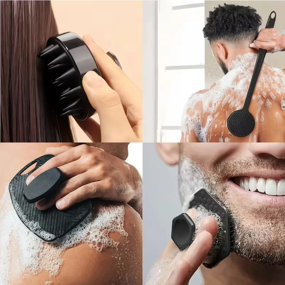 

4PCS Set Silicone Body Scrubber Soft Exfoliating Brush for Face Gentle Shower Massage and Skin Cleansing Bathroom Accessories
