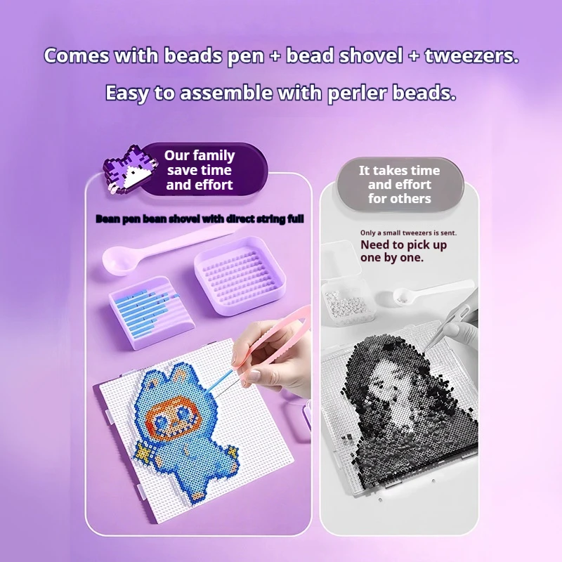 Popolare Pindou Bean Fatto a mano Fai da te Borsa in materiale Set completo di fusione tridimensionale Mard Numero di colore Set Strumenti Borsa di carta da stiro