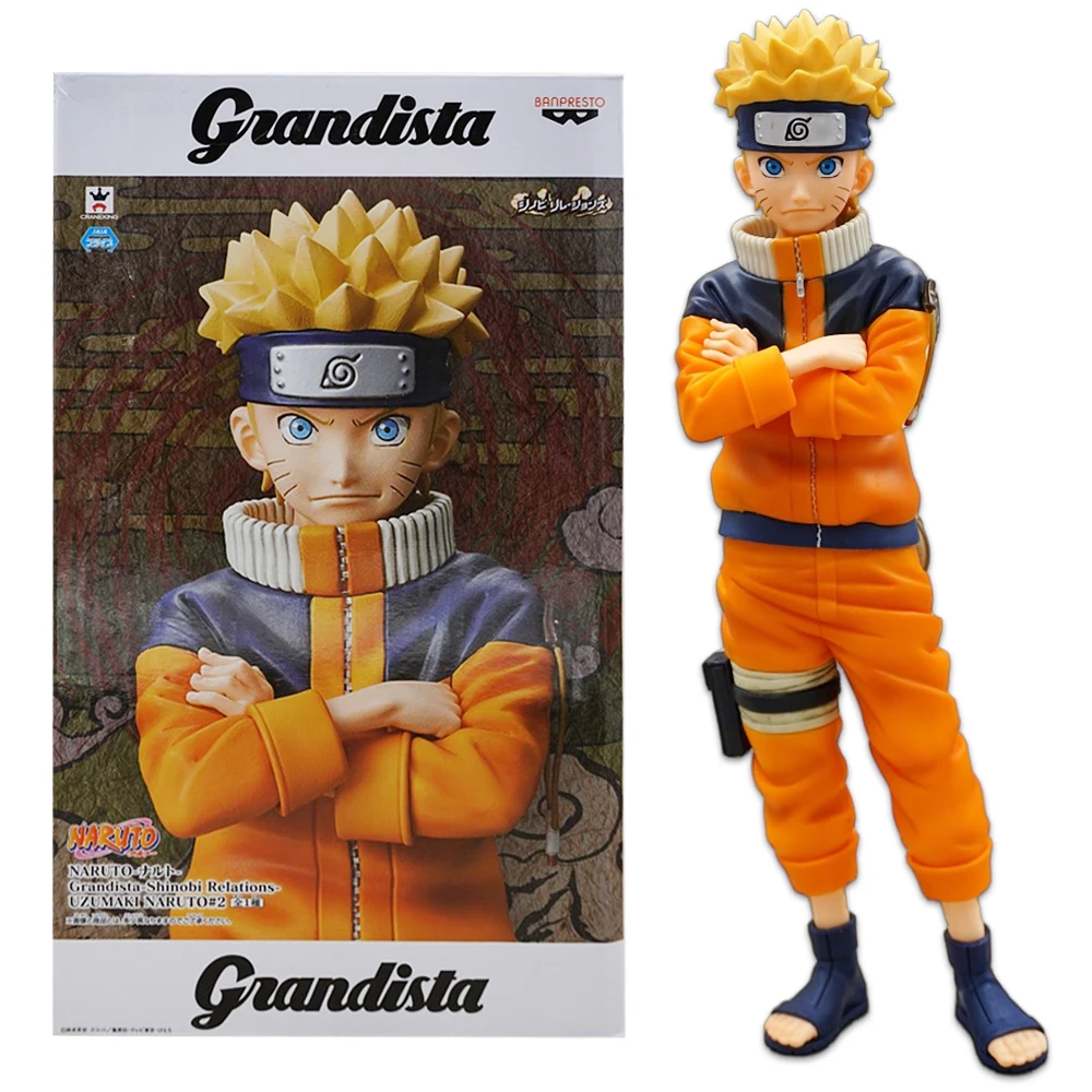 Naruto Shippuuden Uzumaki Naruto Figura de Ação Anime, brinquedo modelo facial intercambiável, Grandista Shinobi Nero, 25cm