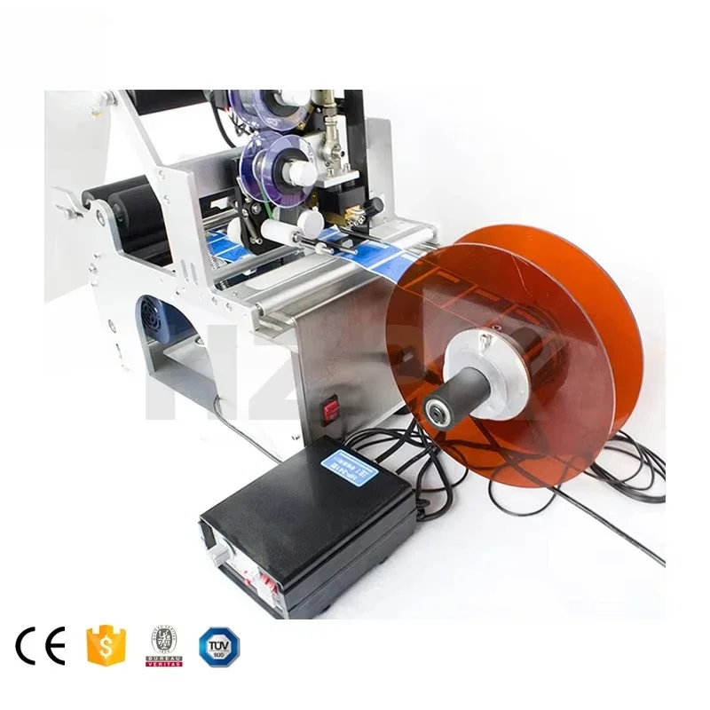HZ-PK Glass Bottle Adhesive Sticker Labeling Machine with Coding Transparent Semi-auto Manual Round Plastic 18-150mm 2*3*15mm