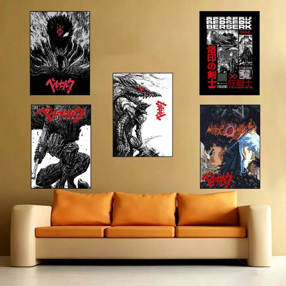 Anime A-Berserk-S Poster Wohnzimmer Bar Café Hochwertige Leinwand Vintage-Stil Comics Gemälde Kunst Wanddekoration Bild