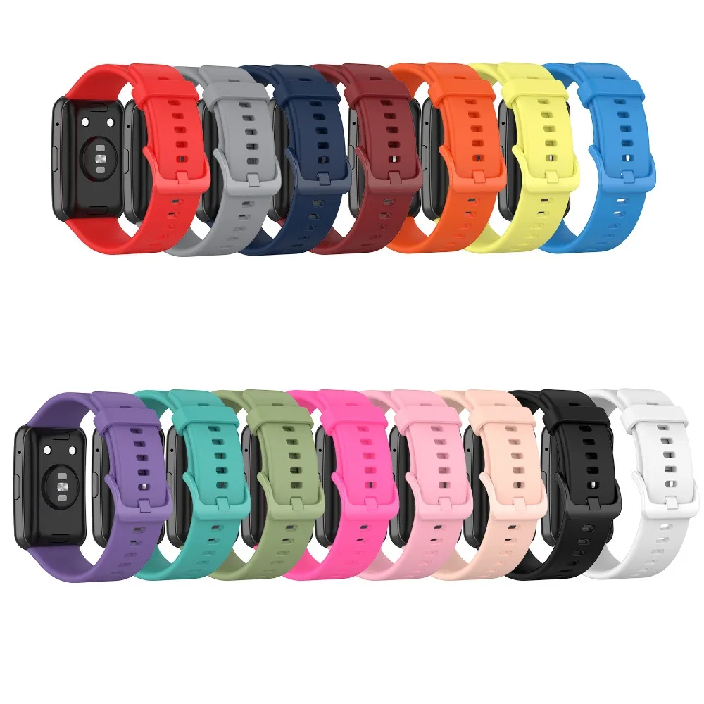 Silicone Watch Strap Sports Style Multi Colored Bracelet Band Metal Colored Buckle for Huawei Watch Fit/Watch Fit New