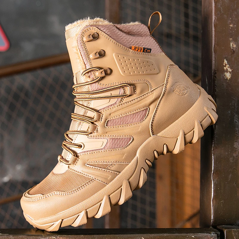 Botas de senderismo para hombre, botines clásicos con cordones para desierto, zapatos antideslizantes para acampar y hacer senderismo, botas cálidas de invierno, Botas Hombre