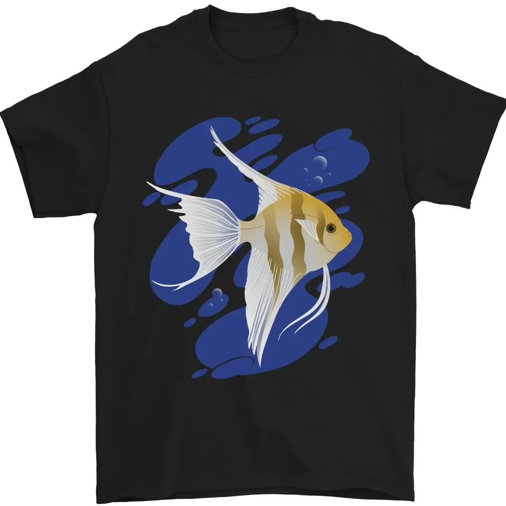

Cool and Comfortable Summer Ocean Angelfish Printed T-shirt Men's Round Neck High Quality Short Sleeve T-shirts 100% Cotton