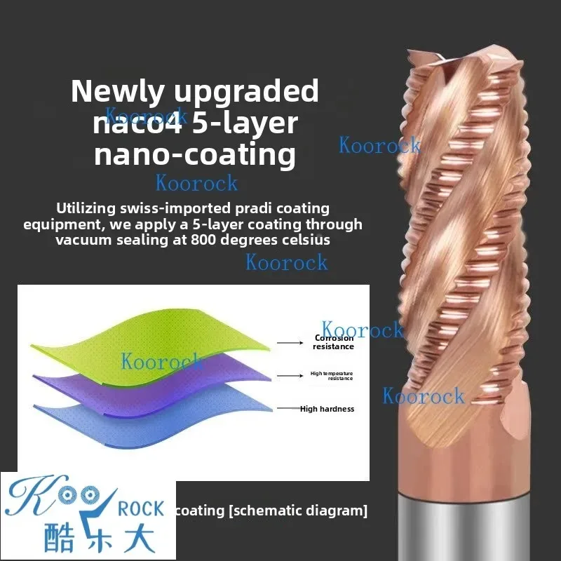 

55° Tungsten Carbide End Mill 4 Flute Roughing Cutter Extended Length Corncob Wave Edge Rougher for Stainless Steel Corrugated