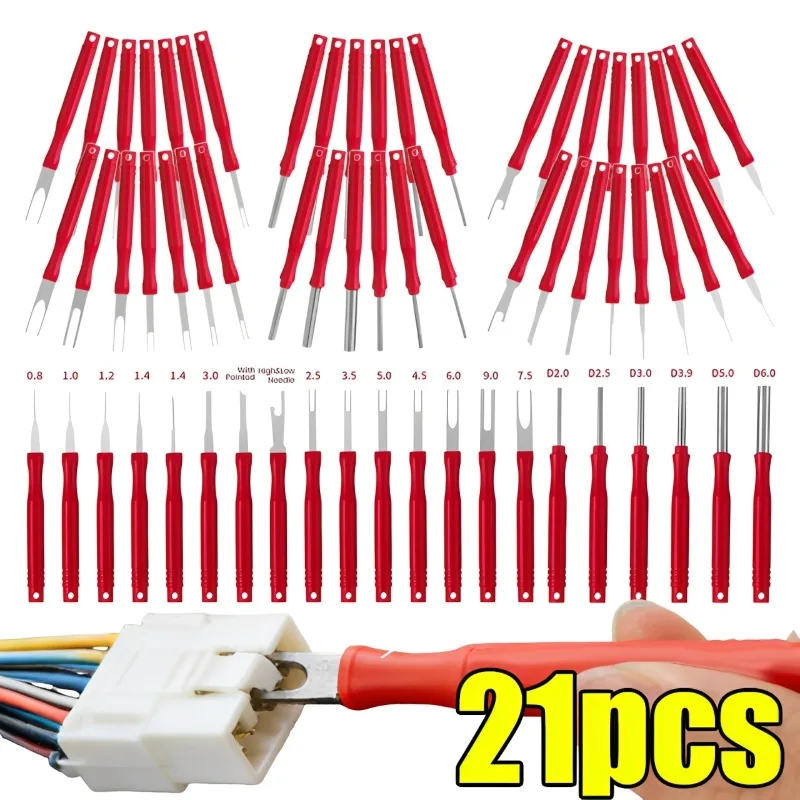

Red Terminal Removal Tool Electrical Connector Pin Removal Auto Terminal Removal Tool Set Uto Cable Plug Hand Disassembly Tool
