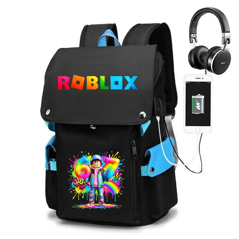 

Roblox 67 Patterns Printed Kids School Backpack Large Capacity Shoulder Bag for Boys Teenagers