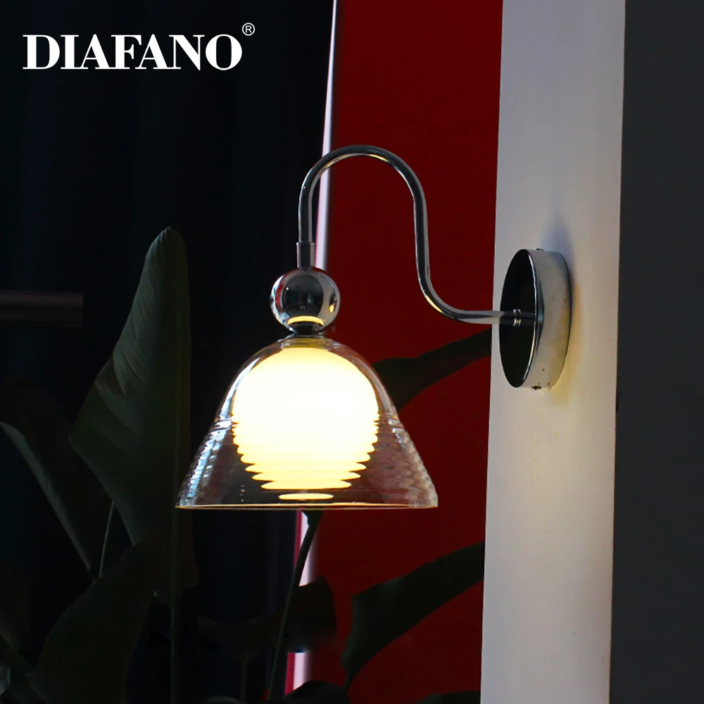 Modern Glass Wall Light Italy Wall Lamp Led Sliver Wall Decor Sconces Dining Room Beside Kitchen Living Room Loft Light Fixture