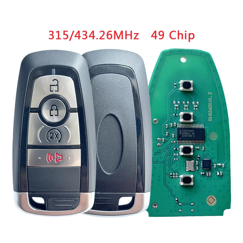 TXK018114 Aftermarket For Ford 15K601 Smart Rmote Start Key 3+1 Button 315MHz 49 Chip HITAG PRO With Key Blade