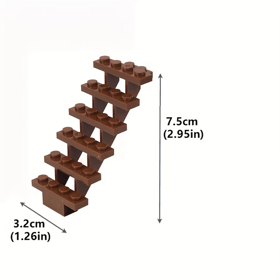 4pcs Staircase MOC Bricks 7x4x6 House Stairs Straight Open 30134 Steps Ladder Modular My City Building Block DIY Bricks Toy