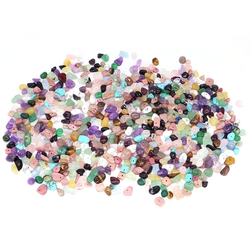 100g Mix Natural Chips Gravel Stone with Hole Irregular Gemstone Beads For Jewelry Making Bracelet Necklace Accessories 5-8mm