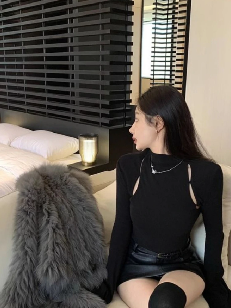 Faionable Color Slim Fit Base IRT F Hoher Kragen Damen Winter Neues Design Sensation Hollow Out Unterwäsche Top Swe...