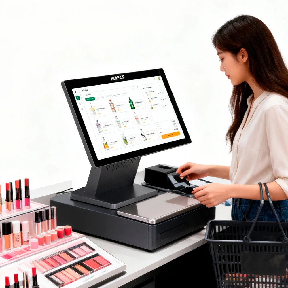 ATV&UTVHBAPOS 15.6 Inch Touch Screen All-in-One POS System Smart Restaurant Cash Register POS Devices
