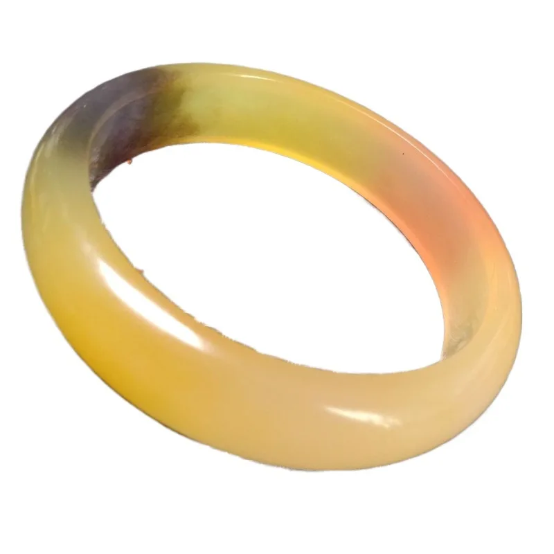 Boutique gold silk jade bracelet yellow, black and red three-color round bar women's jade stone bracelet