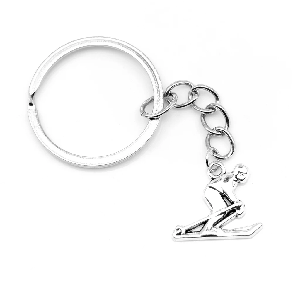 1 Piece 17x19mm Skiers Key Chain Charms Women Gift