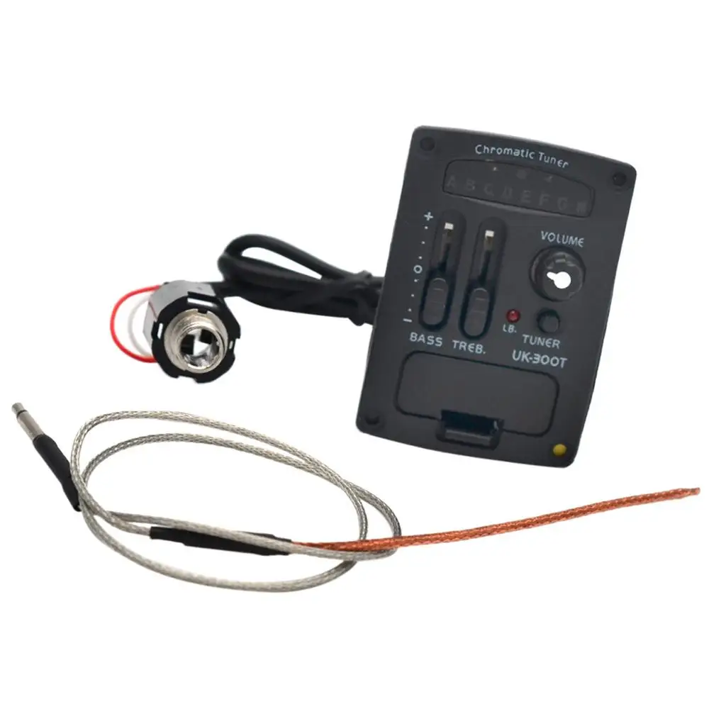 Acoustic Guitar Ukulele Pickup 2 Band Piezo Preamp Tuner Piezo Pickup Acoustic Clear Tone for Rehearsal Studio Use