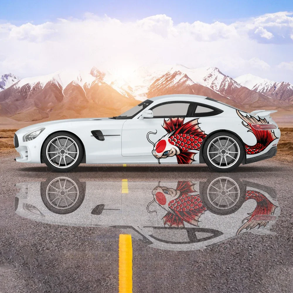 

Цвет карпа, автомобильная наклейка, боковая автомобильная пленка, боковая пленка автомобиля, графический виниловый узор, сделай сам, автомобиль, подходит для большинства автомобилей, цветная наклейка, наклейка