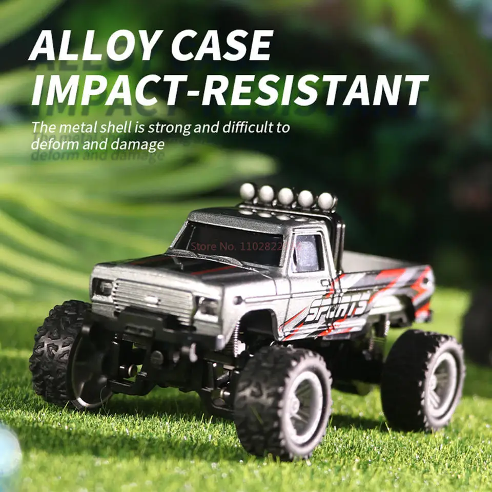 

RC 1/64 Mini Off-Road Climbing Car Speed Alloy Toy with LED Light Cool Appearance Shock Absorption for Children's Gift